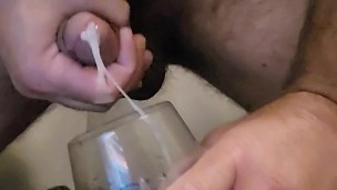 Hairy muscle bear dropping thick, quick CUMSHOT INTO GLASS!!!