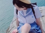 [intro] Personal shooting of uniformed girls who had come for seaside learning. 4/16