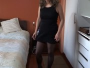 I please my stepson, I lift my dress so he can jerk off and cum