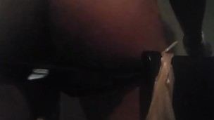 Black stocky guy shakes ass and spreads cheeks