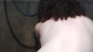 Nikkii Layne dancing to get the dust him in the basement!!