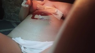 3 months pregnant belly torture with wax