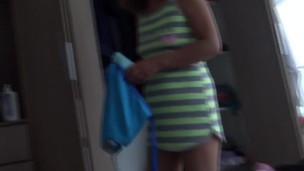 Stepmother shows off on the beach, she makes my cock hard and takes me to satisfy me