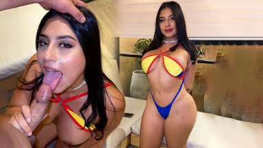 Colombian celebrating the Copa América big cumshot on face and hard sex.PinUp