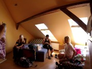 Big Cock Blowjob Party with Group Sex of Three Hot and Sexy Horny College Girls in Pearl Thongs and Seducing Lingerie 5/16