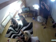 Big Cock Blowjob Party with Group Sex of Three Hot and Sexy Horny College Girls in Pearl Thongs and Seducing Lingerie 6/16