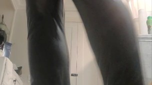 Walking around with giant dildo in my ass made me so horny I had to taste my ass
