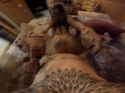 Brunette with back tattoos loves to fuck on the couch! 13/16