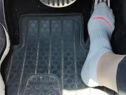 Revving my mini Cooper in my white ankle socks 10/16