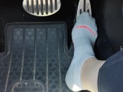 Revving my mini Cooper in my white ankle socks 13/16