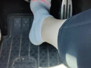 Revving my mini Cooper in my white ankle socks 14/16