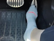 Revving my mini Cooper in my white ankle socks 2/16