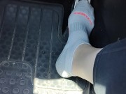 Revving my mini Cooper in my white ankle socks 4/16