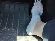 Revving my mini Cooper in my white ankle socks 6/16