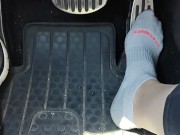 Revving my mini Cooper in my white ankle socks 8/16