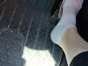 Pedal pumping my mini Cooper wearing ankle socks 6/16