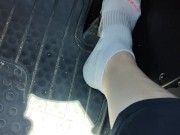Pedal pumping my mini Cooper wearing ankle socks 7/16