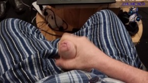 white kiwi bear in pyjamas sticks a urethral vibrator deep in his cock to his bladder and cumshot