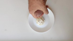 ShyRacoon is eating the cupcake with his cum