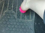 Hard long pressing pedals while driving in my pink pink platform heels & moaning loud 1/16