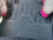 Hard long pressing pedals while driving in my pink pink platform heels & moaning loud 11/16
