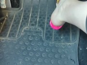 Hard long pressing pedals while driving in my pink pink platform heels & moaning loud 2/16