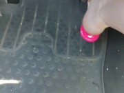 Hard long pressing pedals while driving in my pink pink platform heels & moaning loud 4/16