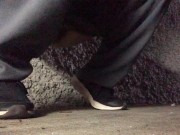 gushing piss in parking garage
