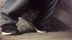 gushing piss in parking garage