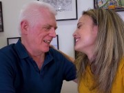 Hot blondie rides grandpa cock and she swallows his cumshot 5/16