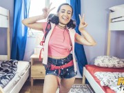 FakeHostel Horny girl from muslim country wants to fuck girls and boys while she is backpacking around Europe 15/16