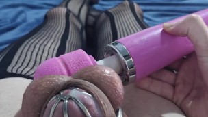 Watching some porn and cumming caged