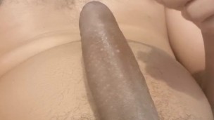 Solo moaning English BBC cum shot and cum swallow