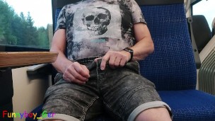 A really hot wanking experience on a driving train in the mountains.