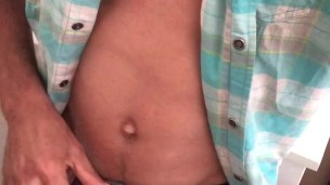 POV Strip Tease Solo Male Masturbation in restroom 💦 Lots of Cum close up