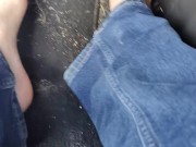 After work sweaty sock & shoe removal before I start pedal pumping with natural toe nails 12/16