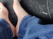After work sweaty sock & shoe removal before I start pedal pumping with natural toe nails 8/16