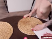 Sexy lesbians gets involved in a strip game and sex toys for the winners 8/16