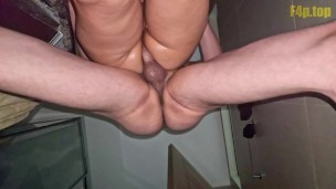 Risky anal sex in the bathroom. Cheating 18yo teen enjoys her mature neighbor's cock