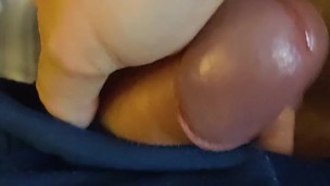 Needy leaky boy teases and rubs himself through panties until he squirts