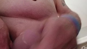 Quick stroke uncut cumshot pov