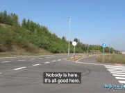 PublicAgent Czech girl dares to get her top off on public road and let's the agent fuck her on public bench 1/16