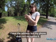 PublicAgent Young French tourist with small tits and petite body rubs her clit riding agents big cock in his car 1/16