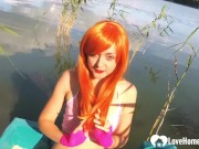 No one was around the lake so this horny cosplayer devoured my hard meat pole. 4/16