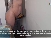 Wife receiving a lot of milk in her pussy