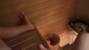 Caught jerking off in gyms sauna - Public Masturbating