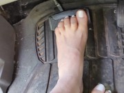Pedal pumping barefooted in my big truck with white toe nails 11/16