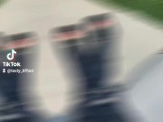 Toeless knee high leather stiletto boots with red toenails 4/16