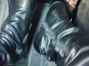 Fast pedal pumping in my leather stiletto boots 8/16