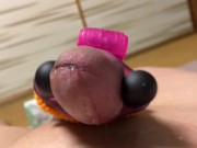 masturbation スマホ自撮りオナニー 我慢汁大量垂れ流しで暴発寸前フル勃起ちんこをおもちゃで刺激中!大量ザーメン射精動画 gey ゲイ バイ 11/16